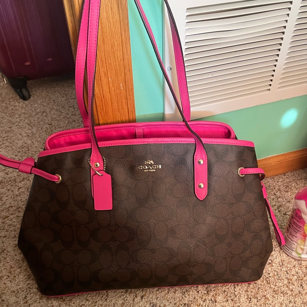 Coach Signature Drawstring Carryall - EUC